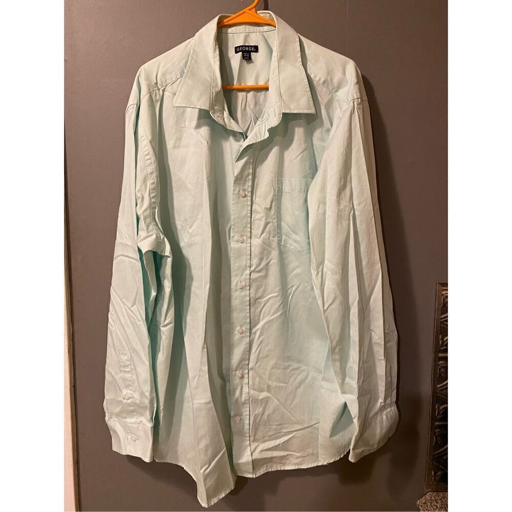 George Mint Button Up Long Sleeve Collard Dress Shirt Size 3XL